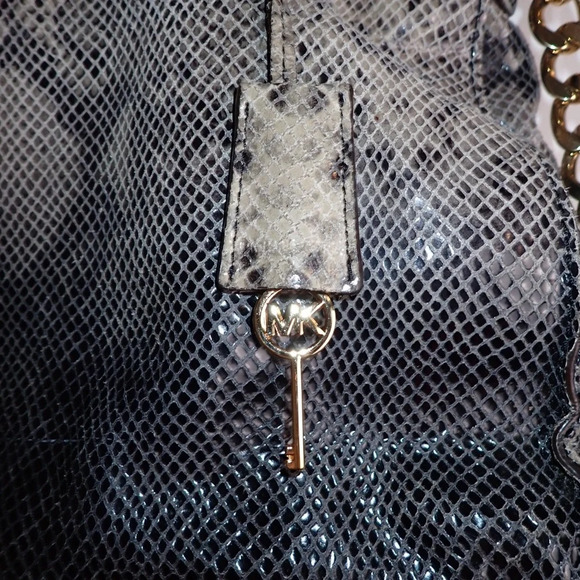 Michael Kors Ombré Hamilton Leather Snakeskin Embossed Satchel Shoulder Bag - Picture 11 of 15